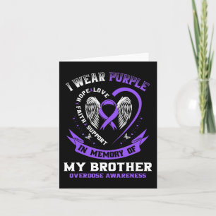Purple In Memory of Brother Drug Overdose Awarenes Card