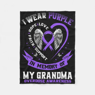 Purple In Memory Of Grandma Drug Overdose Awarenes Fleece Blanket