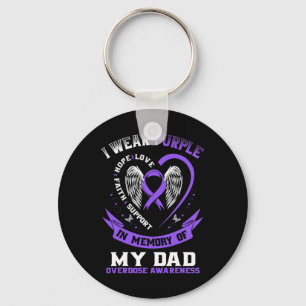 Purple In Memory of my Dad Drug Overdose Awareness Keychain