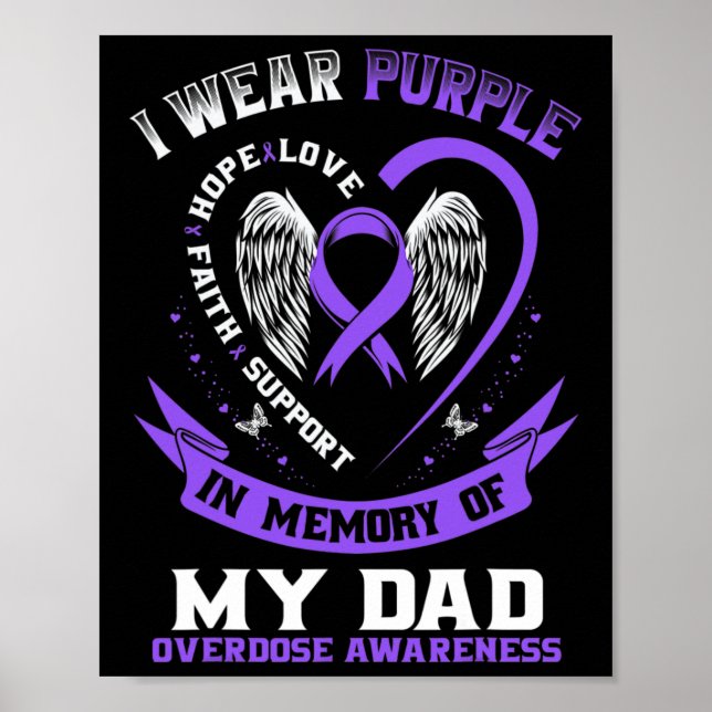 Purple In Memory of my Dad Drug Overdose Awareness Poster (Front)