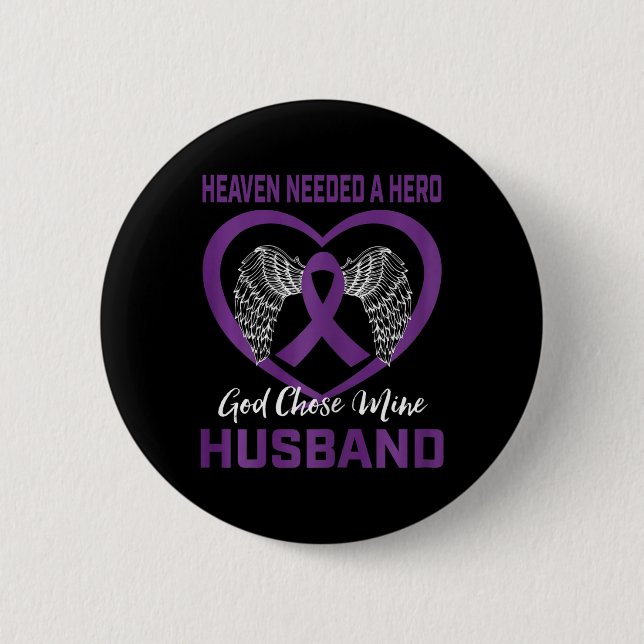 Purple In Memory Of My Husbynd Pancreatic Cancer A 2 Inch Round Button (Front)