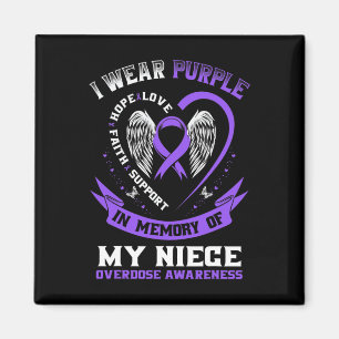 Purple In Memory Of My Niece Drug Overdose Awarene Magnet