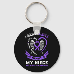Purple In Memory of my Son Drug Overdose Awareness Keychain