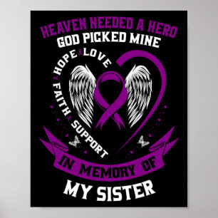 Purple In Memory of Sister Pancreatic Cancer Aware Poster
