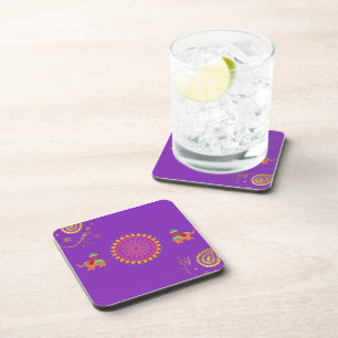 purple india inspired home decor coaster