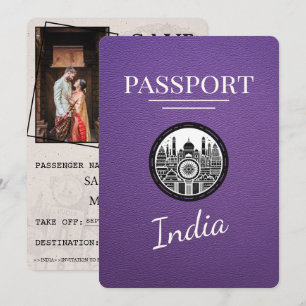 Purple India Passport Save The Date