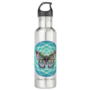 Purple Indigo Butterfly Mystical Mandala Turquoise 710 Ml Water Bottle