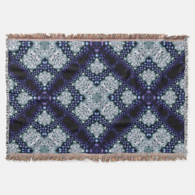 Purple Indigo Essence Medieval Woven Throw Blanket (Front)