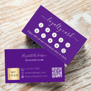 Purple indigo qr code business logo loyalty card