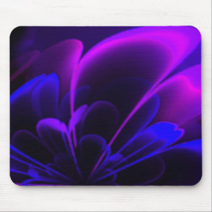 Purple Indigo Stylized Flower Half Corolla Mouse Pad