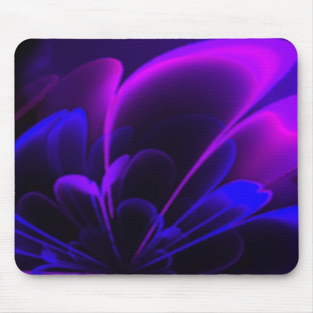 Purple Indigo Stylized Flower Half Corolla Mouse Pad (Front)