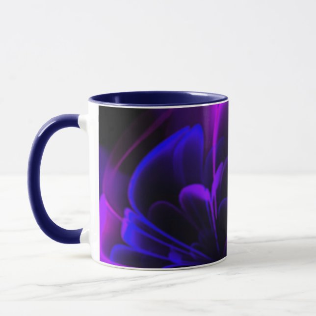 Purple Indigo Stylized Flower Half Corolla Mug (Left)