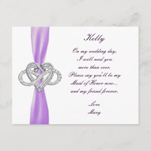 Purple Infinity Heart Maid Of Honour Card