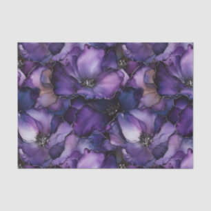 Purple Ink Flowers Decoupage Tissue Paper