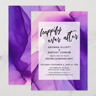 Purple Inks Happily Ever After Wedding Reception Invitation