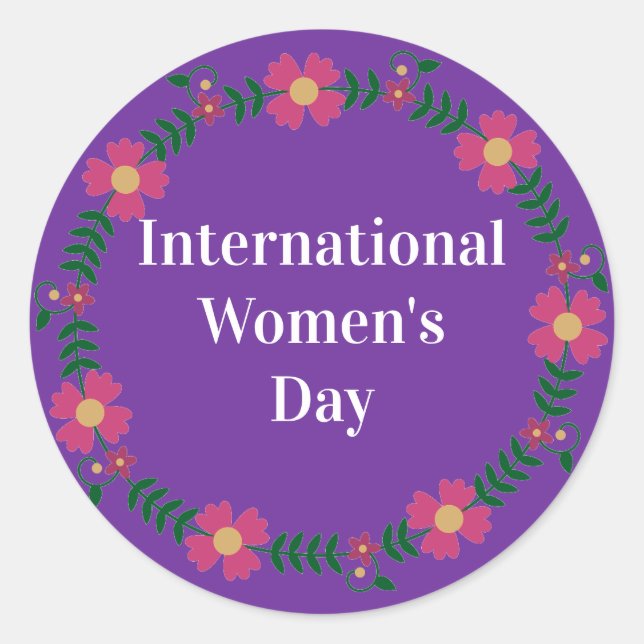 Purple International Womens Day  Classic Round Sticker (Front)