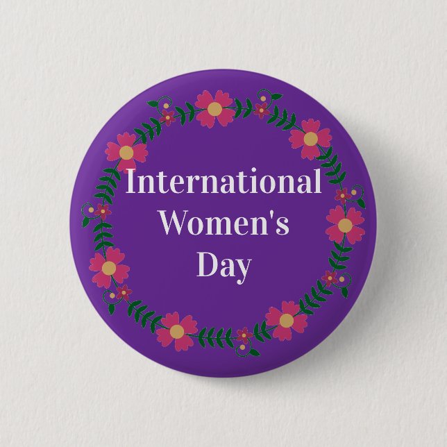 Purple International Womens Day Custom Size 2 Inch Round Button (Front)