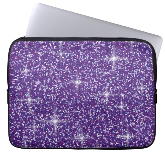 Purple iridescent glitter laptop sleeve (Front)
