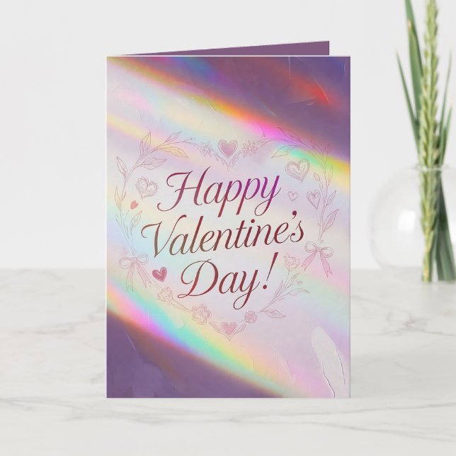 Purple Iridescent Valentine's Day  Holiday Card (Front)