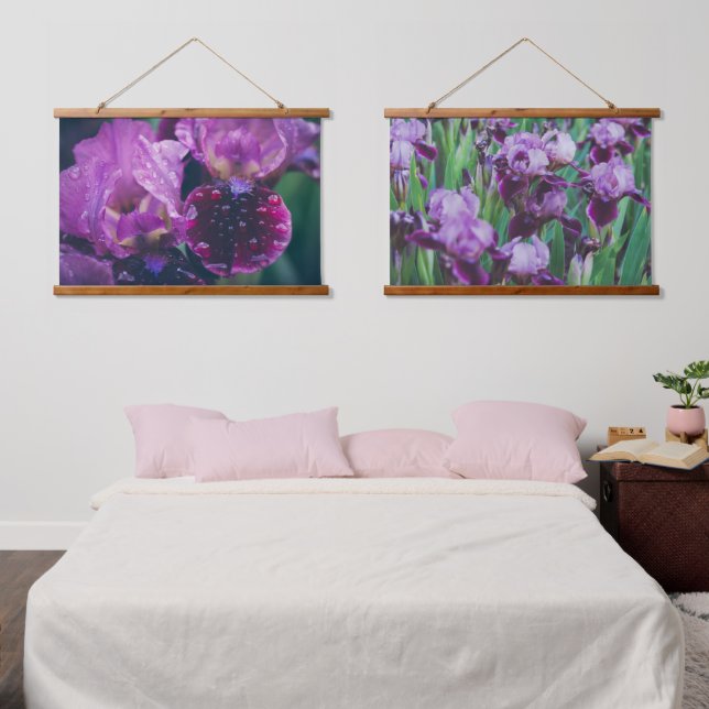 Purple iris after rain hanging tapestry (Bedroom)