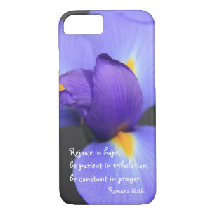 Purple Iris, Bible Verse about Hope, Romans 12: Case-Mate iPhone Case