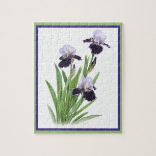 Purple Iris Botanical Art Jigsaw Puzzle