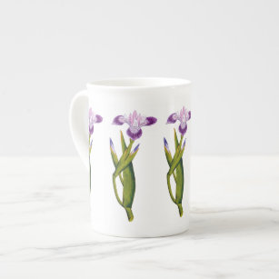 Purple Iris Botanical Bone China Mug