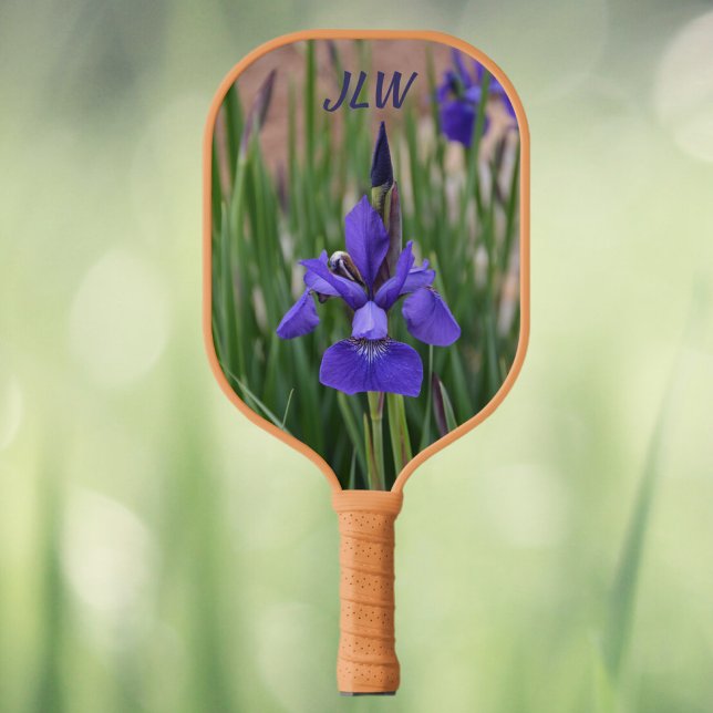 Purple Iris Botanical Floral Photographic Pickleball Paddle (Creator Uploaded)