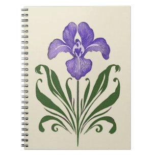 Purple Iris Botanical Study Notebook