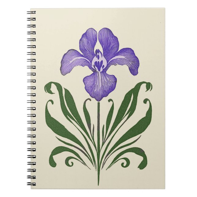 Purple Iris Botanical Study  Notebook (Front)