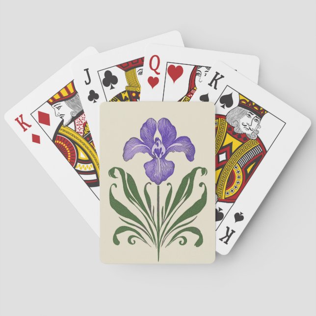 Purple Iris Botanical Study  Playing Cards (Back)