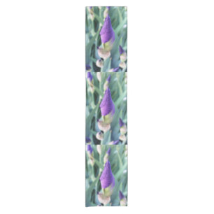 purple iris bud short table runner