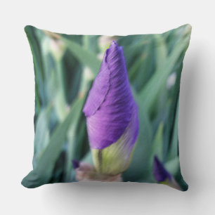 purple iris bud throw pillow