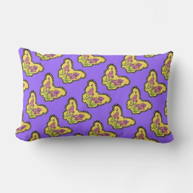 Purple Iris Butterfly pillow (Front)