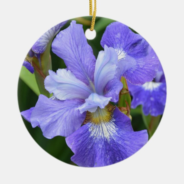 Purple iris ceramic ornament (Front)