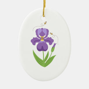 Purple Iris Ceramic Ornament