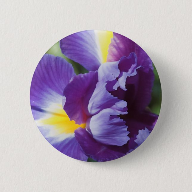 purple iris close up 2 inch round button (Front)
