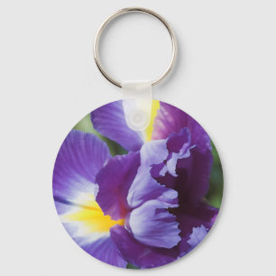 purple iris close up keychain
