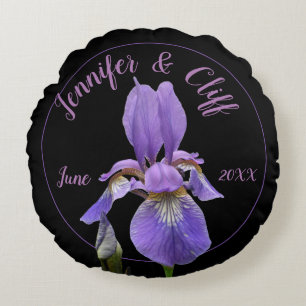 Purple Iris Elegant Commemorative Round Pillow