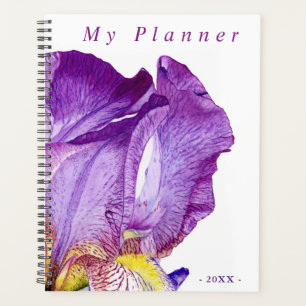 Purple Iris Elegant Watercolor Floral Art Planner