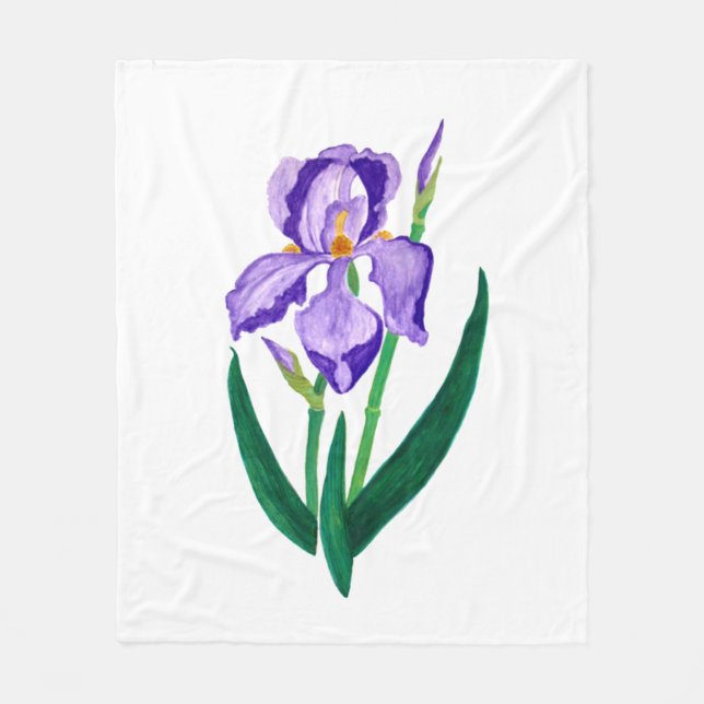 Purple Iris Fleece Blanket (Front)