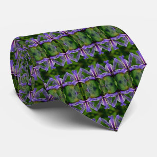 Purple Iris Floral Abstract Art Pattern Tie