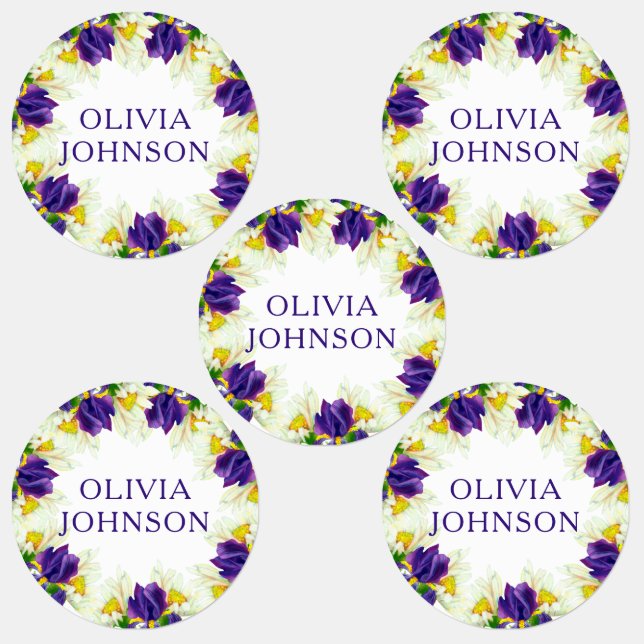 Purple Iris Floral Personalized Name Clothing (Group)
