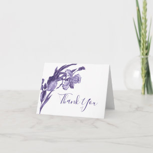 Purple Iris Floral Thank You Card