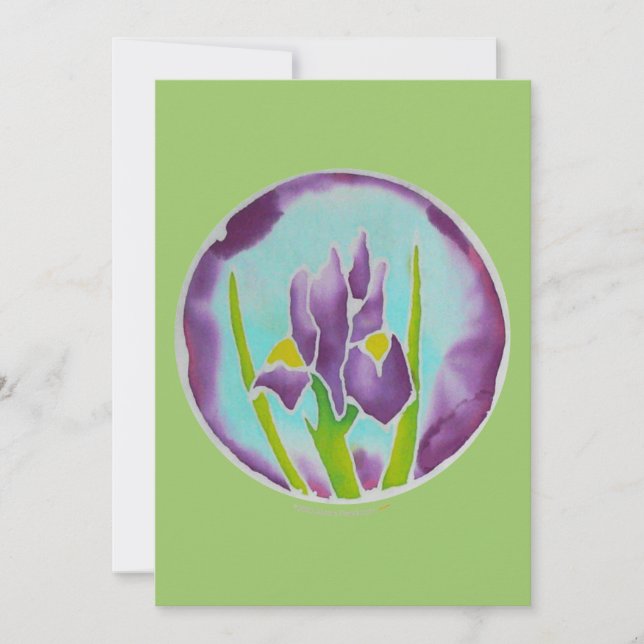 Purple Iris Flower Batik Art Card (Front)