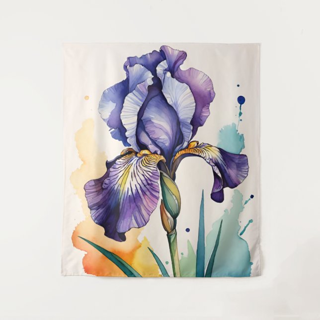 Purple Iris Flower Bloom                           Tapestry (Front)