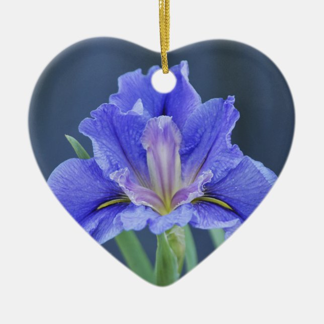 Purple Iris flower Ceramic Ornament (Front)