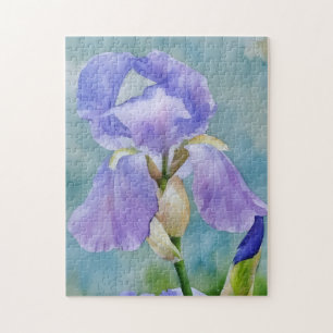 Purple Iris Flower Floral Art Garden Puzzle