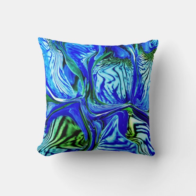 Purple Iris Flower / Greenleaf / Throw Pillow (Front)