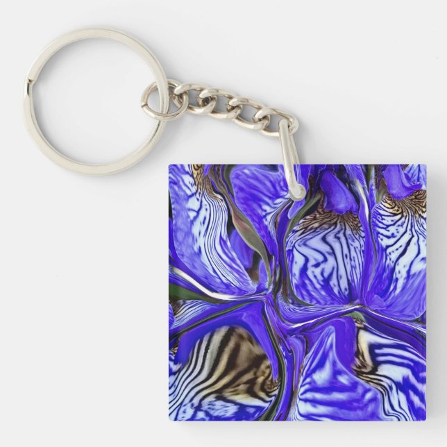 Purple Iris Flower Keychain (Front)